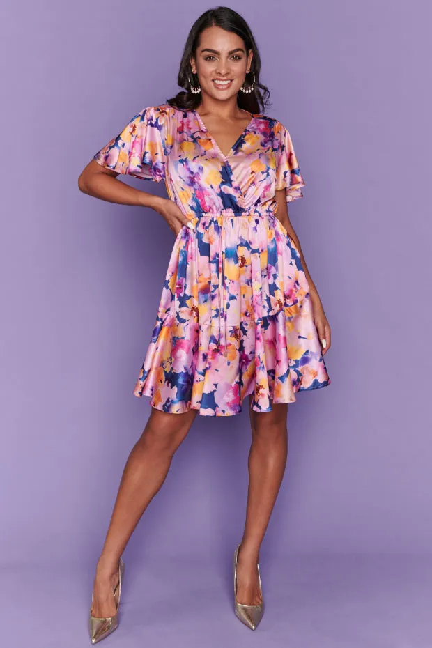 Peyton Watercolour Rose Party Dress