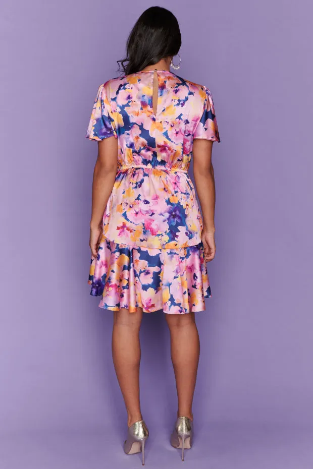 Peyton Watercolour Rose Party Dress