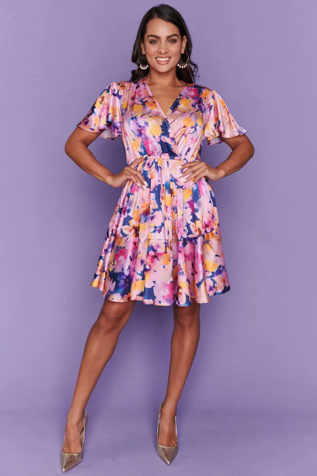 Peyton Watercolour Rose Party Dress