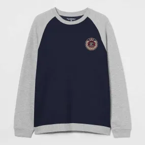 Polo Republica Men's Crest Embroidered Raglan Sleeve Fleece Sweat Shirt