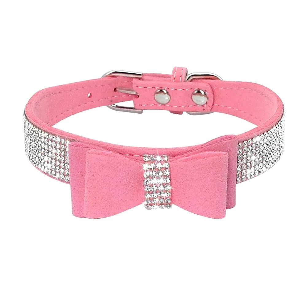 Puppy Cat Collars Adjustable Leather Bowknot