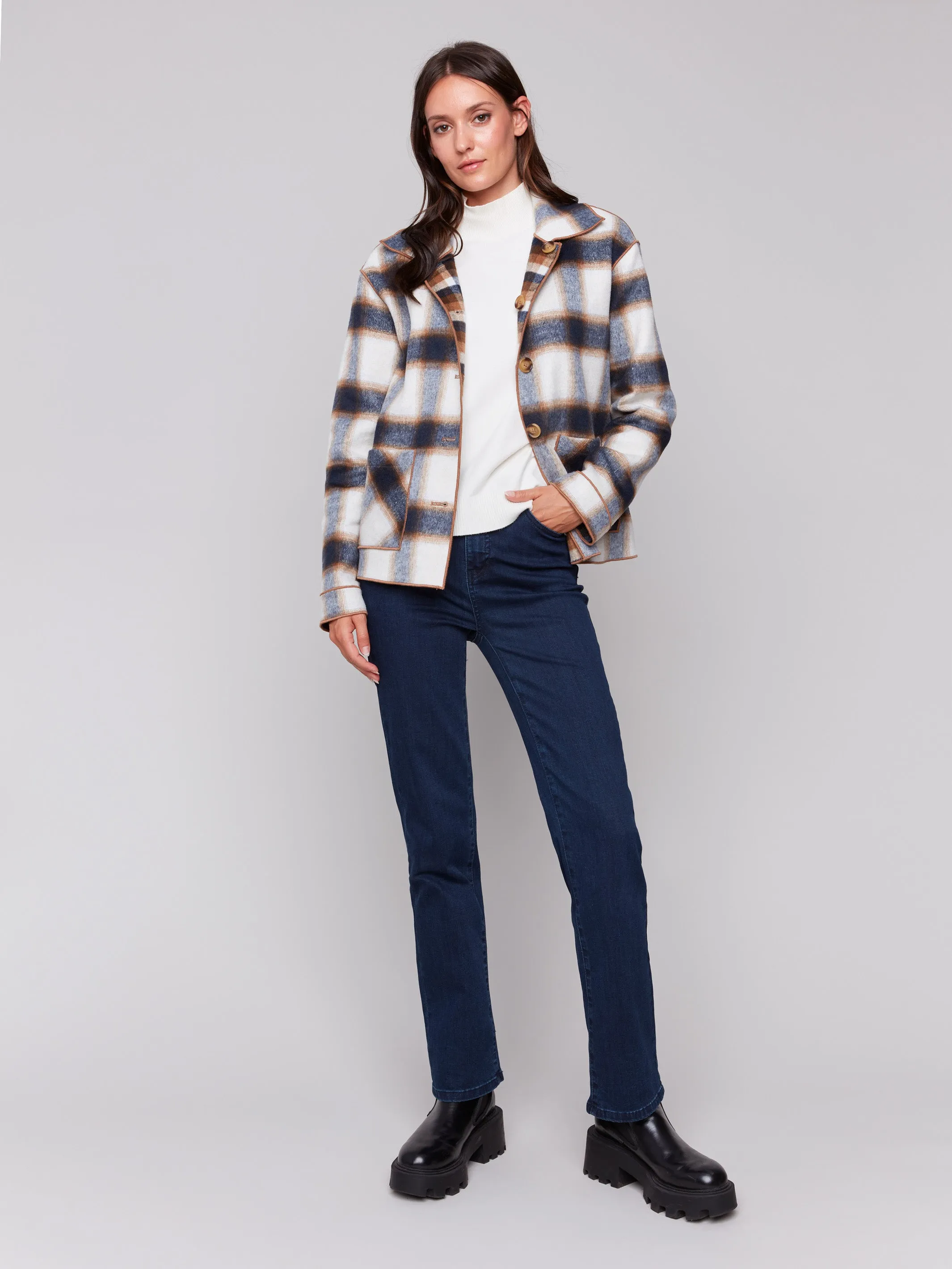 Reversible Plaid Jacket - Truffle