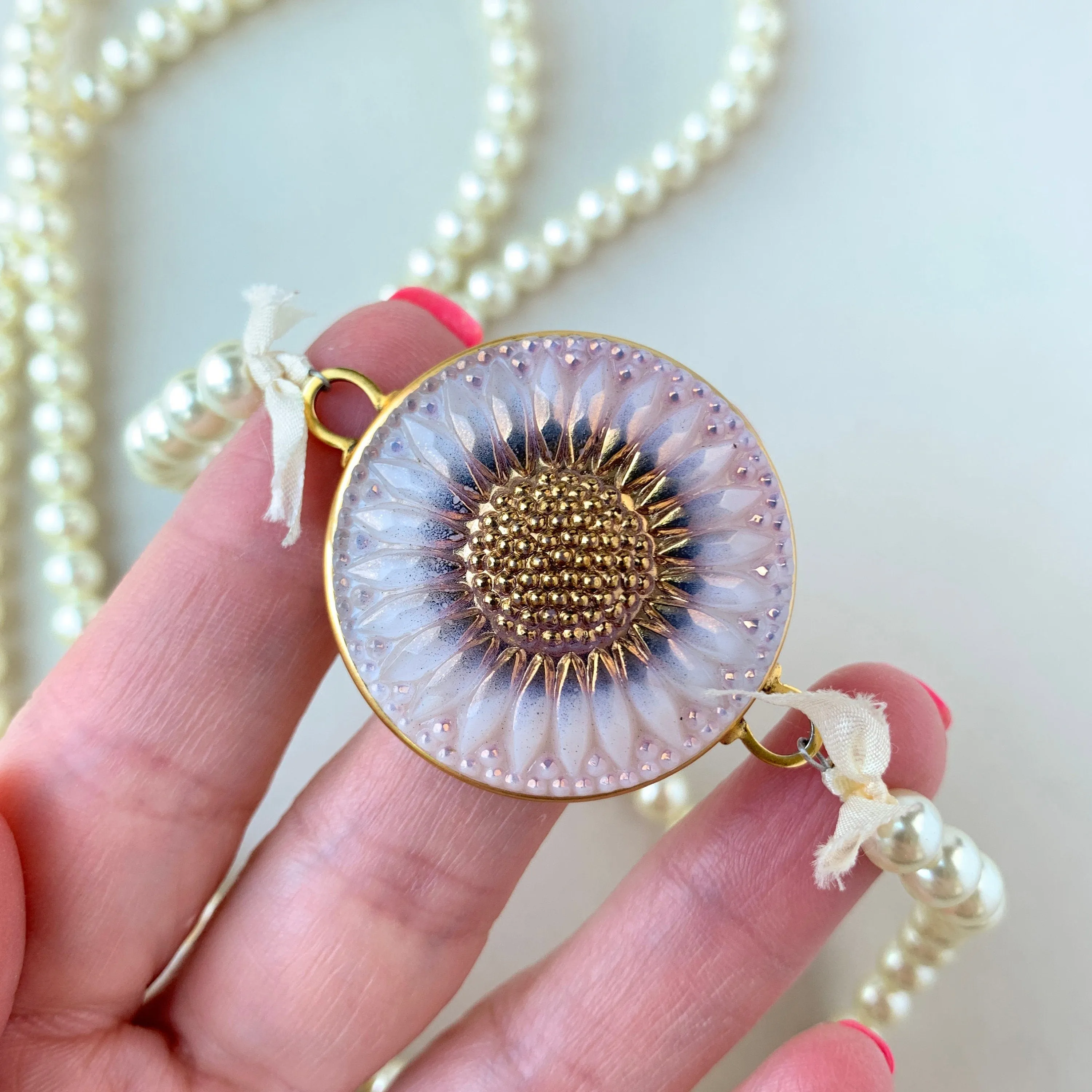 Sunflower Pearl Pendant Necklace