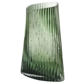 Tall Green Twisted Glass Vase