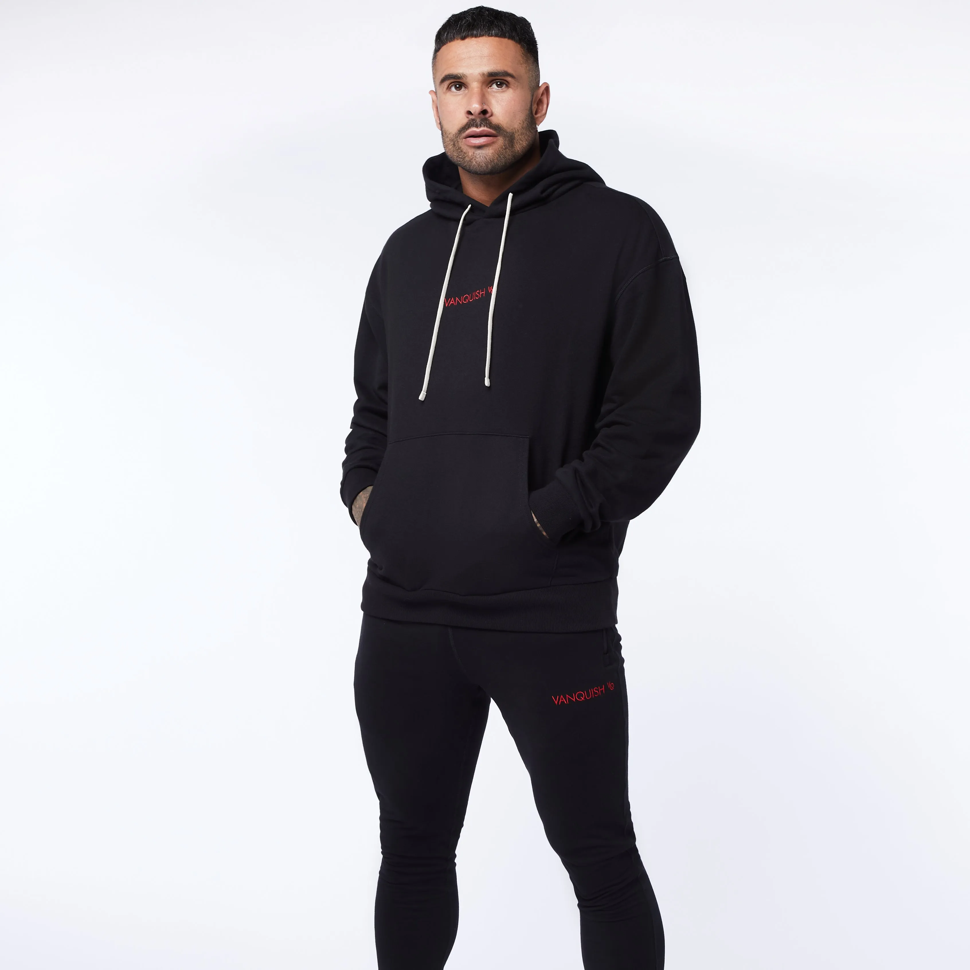 Vanquish Core Red on Black Oversized Hoodie