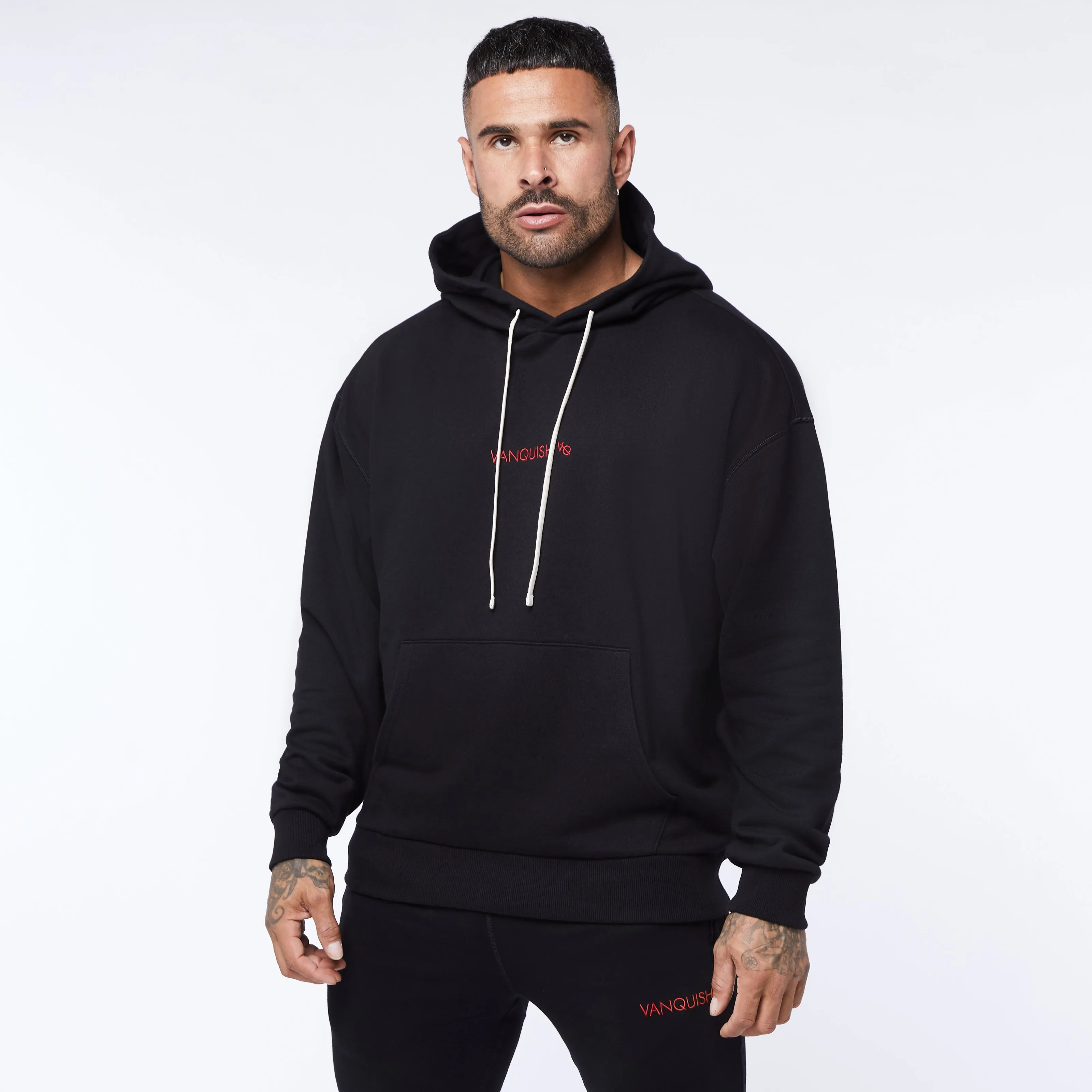 Vanquish Core Red on Black Oversized Hoodie