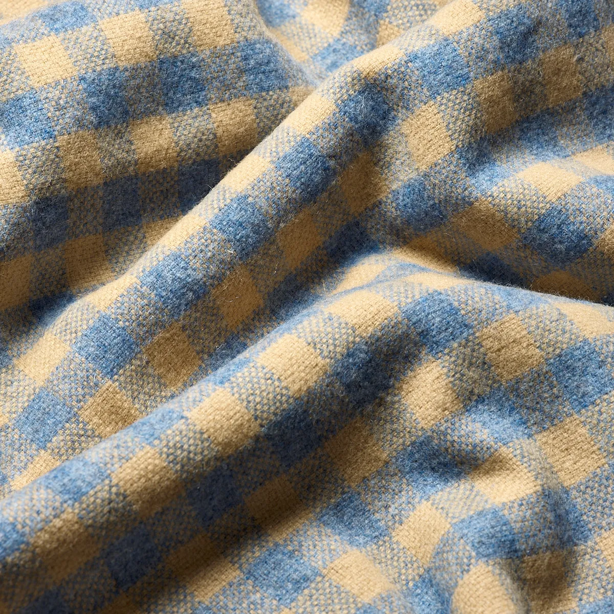 Warm Blue Gingham Wool Blanket