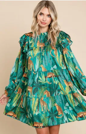 Wild print tiered dress